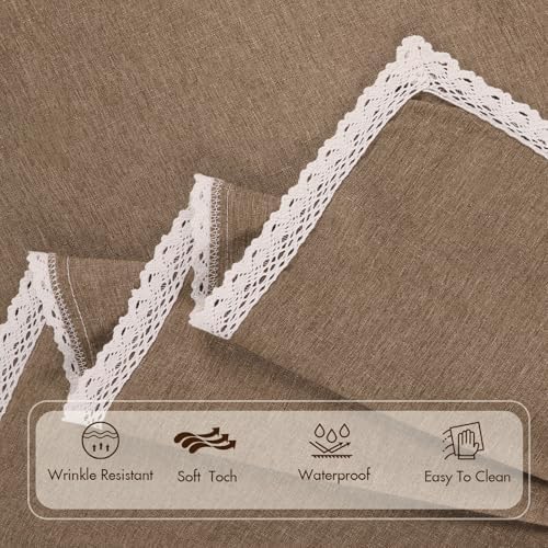 Mocha 52x70 Oblong Polyester Linen Farmhouse Tablecloth