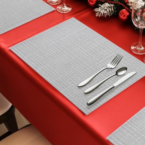 Minimalist Solid Color Placemats Set of 8, Cotton Linen Fabric Place