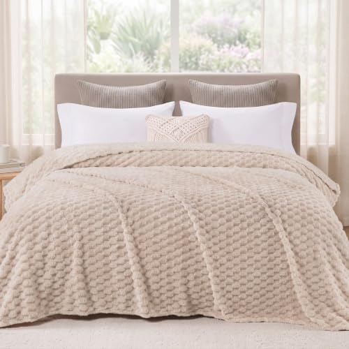 Exclusivo Mezcla 3D Fleece King Size Blanket for Bed, Camel