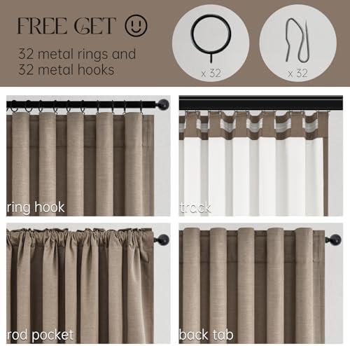 Topfinel 72 Inch Blackout Curtains for Bedroom Heat Blocking Linen