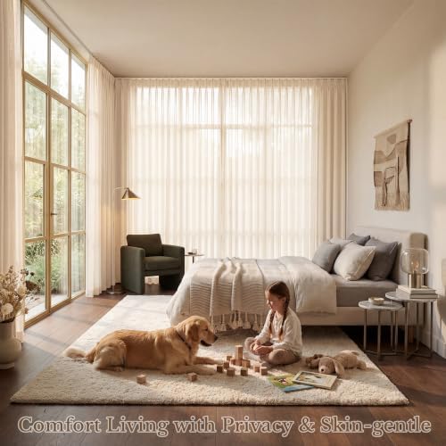 StangH Natural Pinch Pleated Linen Privacy Curtains 108 inches, 2
