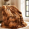 L'AGRATY Faux Fur Throw Blanket for Couch, 60''x80'' Tie-Dye Caramel