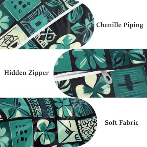 Tiles Floral Teal Throw Pillow Covers 20x20 Inch, 2-Pack Couch Pillow