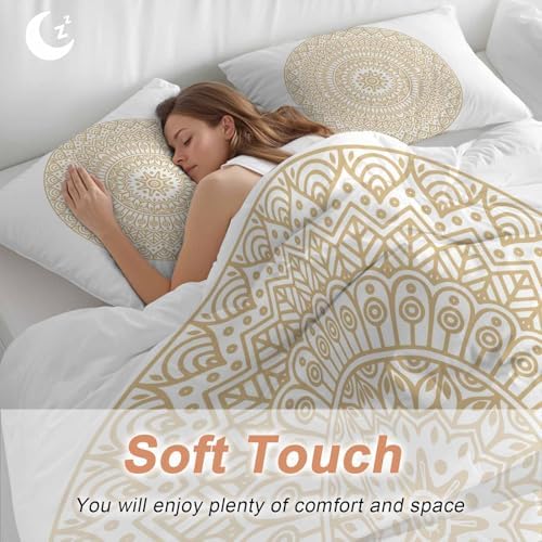 Beige Boho Bedding Duvet Cover Queen Size - 1 Quilt Cover 90x90 Inches