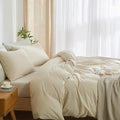 Striped Duvet Cover Set King Size 3 Pcs Breathable Durable 100% Washed