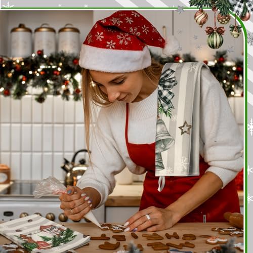 Honoson 6 Pack Christmas Kitchen Towels Snowman Xmas Trees Santa Dish
