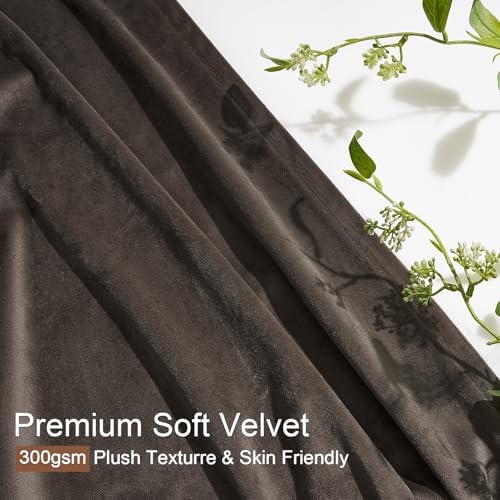 120 inch Brown Velvet Curtains Pinch Pleated Drapes with
