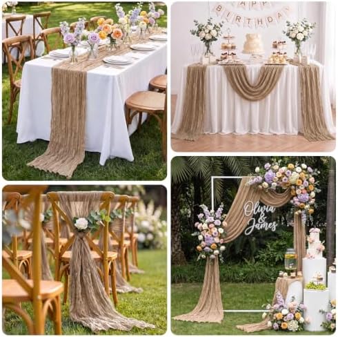Wokceer 12Pack Nude Cheesecloth Table Runner,Gauze Table Runner