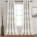 Lush Decor, Taupe & White Hygge Geo Light Filtering Window Curtain