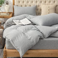 PURE ERA Jersey Duvet Cover Set Heather Grey & White Pintripe Queen