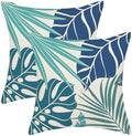 AGAYNA Tropical Pillow Covers 22x22 Navy Blue Aqua Teal Cyan Palm