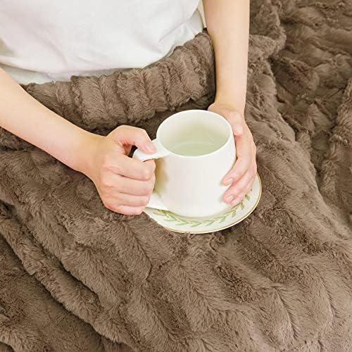 Home Soft Things Brown Saga Double Sided Faux Fur Throw, 50" x 60"