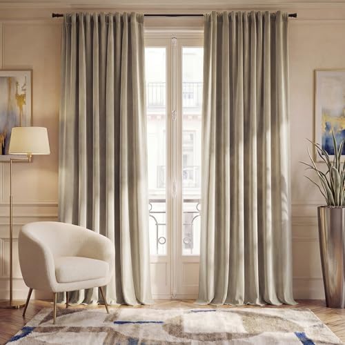 NICETOWN Room Darkening Taupe Velvet Curtains, W52 x L120, 2 Panels