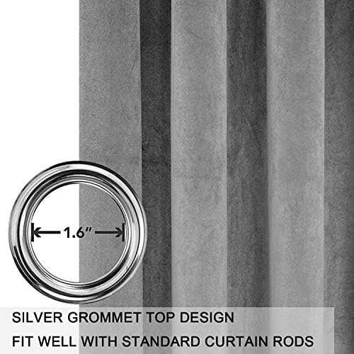 SMILETIME Grey Velvet Curtains 52"x63" Grommet 2 Panels