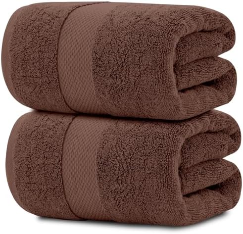 White Classic Luxury Brown Bath Sheets 2 Pack - Extra Large 35x70, 700