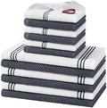 Homaxy Dual Design Kitchen Towels and Dishcloths Set, 12 Pack, Dark