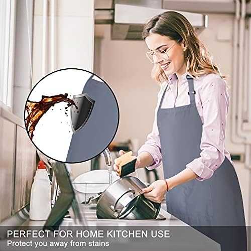 Jubatus 2 Pack 100% Cotton Aprons with 2 Pockets Cooking Chef Kitchen