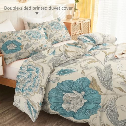 Microfiber Reversible Duvet Cover Full Size - Bohemian Style Flower