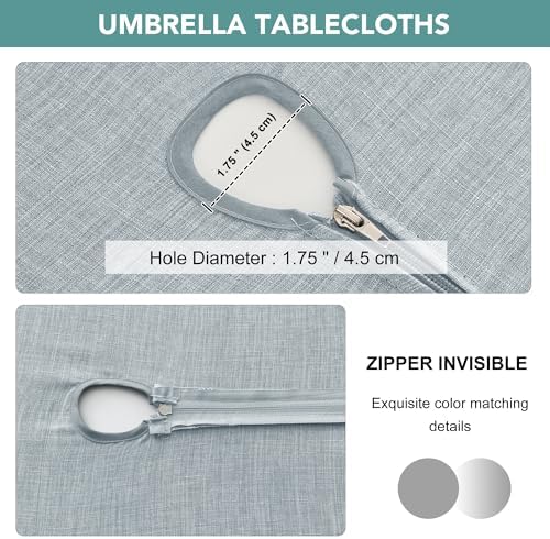 LUSHVIDA Outdoor Tablecloth with Umbrella Hole, Light Gray, 52x70 Inch