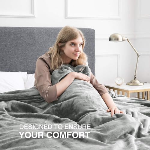 Fleece Throw Blanket Couch Travel 50x60 Silver Grey