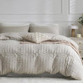 JELLYMONI Oatmeal Seersucker Duvet Cover Set Twin Size