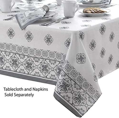 Newbridge Square Fabric Tablecloth, 52 x 52 Inch, Mykonos Grey