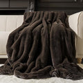 EVERGRACEHOME Faux Rabbit Fur Throw Blanket, 60''x80'', Dark Brown