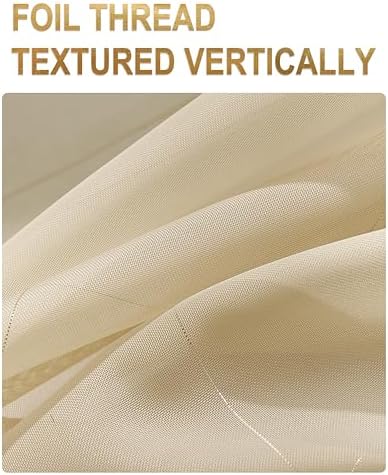 Foil Stripe Beige Sheer Curtains 120 inches Length 2 Panels with