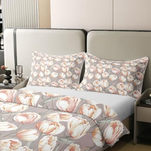 Feelyou Floral Print Duvet Cover 100% Cotton Queen Size Boys Girls