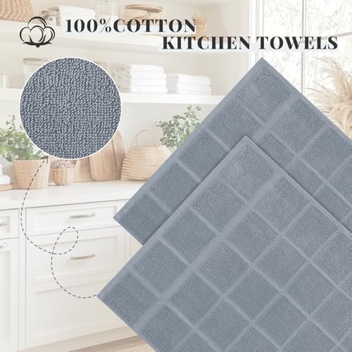 Homaxy 100% Cotton Kitchen Towels 18"x28", 4 Pack Dish Towels, Grey