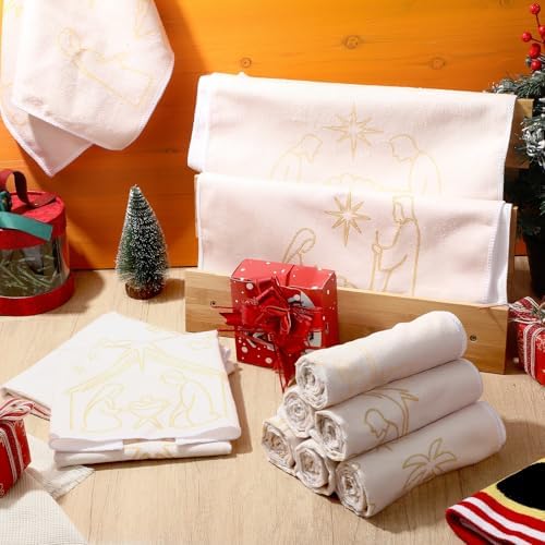 Hahafelt 12 Pcs Christmas Kitchen Towels 15.8 x 23.6 Inch, Nativity