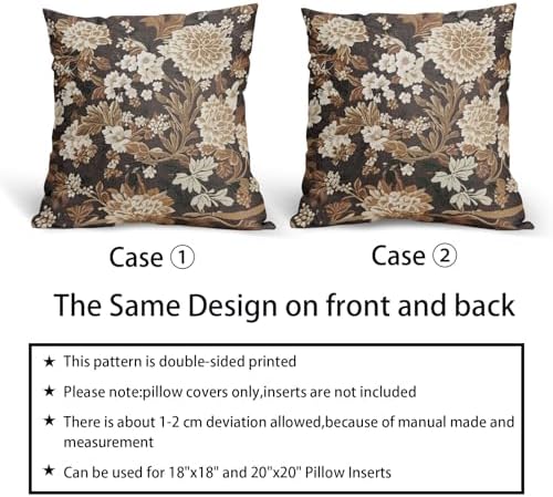 Vintage Floral Pillow Covers 22X22 Inch Set of 2 Boho White Flower