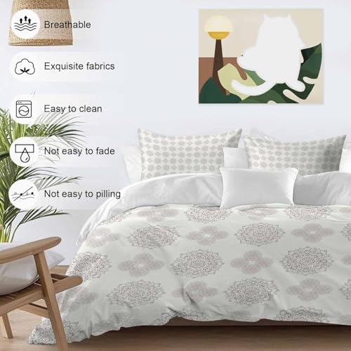 Vintage Bohemia Bedding 3 Piece Duvet Cover Set Full Size, Gray
