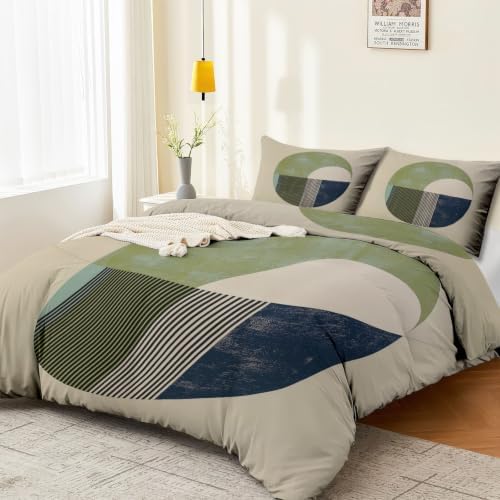 Light Gray Minimalism Theme Duvet Cover Queen Size, Minimalist Circles