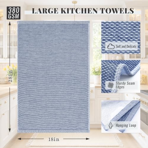 Homaxy 100% Cotton Terry Kitchen Towels(15" x 25", 6 Pack),Dark Grey