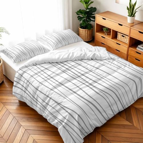 3 Pieces Duvet Cover Queen Bedding Sets Abstract Lines Texture Luxury