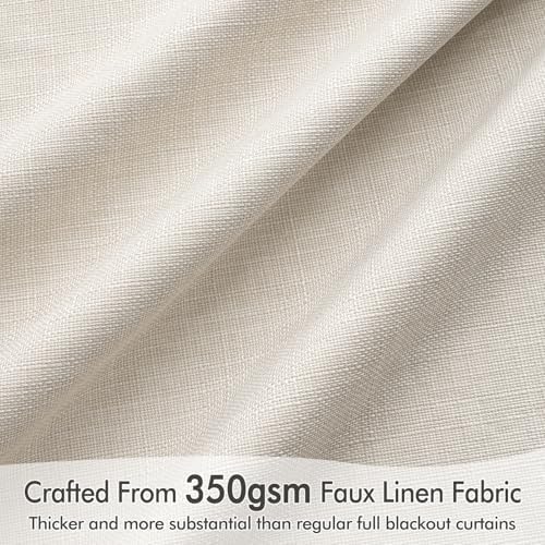 MIULEE 100% Blackout Back Tab Pleat Linen Curtains 50" Wx120 L,Birch