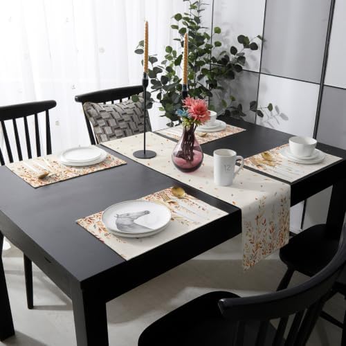 Fall Leaves Table Mats Set of 6 with Table Runner 90 Inches