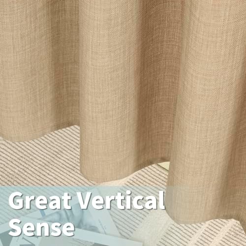 LAMIT Light Filtering Natural Linen Curtains for Living Room 84 Inch
