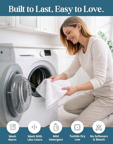 Casa Platino Hand Towels for Bathroom 100% Cotton 6 Pack 16x26 - White