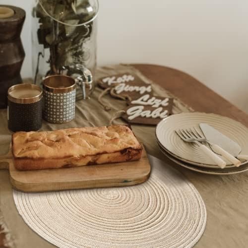 FunWheat Round Braided Placemats Set of 8 Place mats for Dining Tables