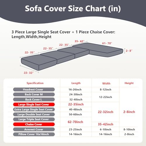 Yoovat Couch Cushion Covers for Sofa Couch Covers Wear-Resistant