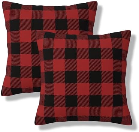 Christmas Buffalo Plaid Throw Pillow Covers 18x18 Inch Set of 2