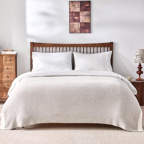 CozeCube Reversible Knitted Throw Blanket, Grey White Melange 60"x80"