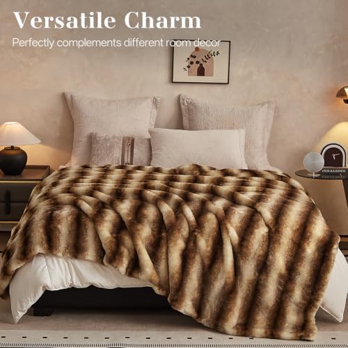 Ultra-Soft Faux Fur Throw Blanket - 60"x80", Brown