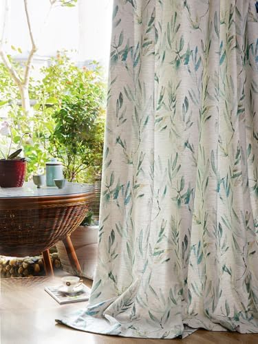 Beige White Linen Curtains 63 Inches Long for Living Room Bedroom