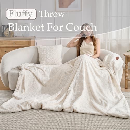 Faux Fur Rabbit Throw Blanket,Super Soft Plush Thick Warm