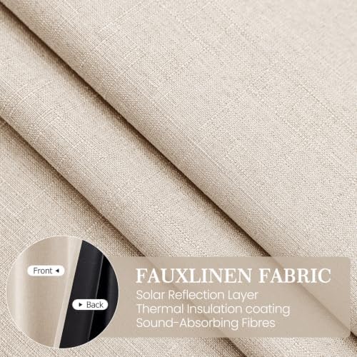 100% Blackout Curtains for Bedroom 108 Inch,2 Panels,Beige