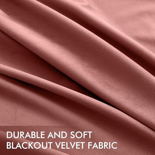 ANRODUO Dusty Rose Velvet Curtains 120 Inch Length for Bedroom 2
