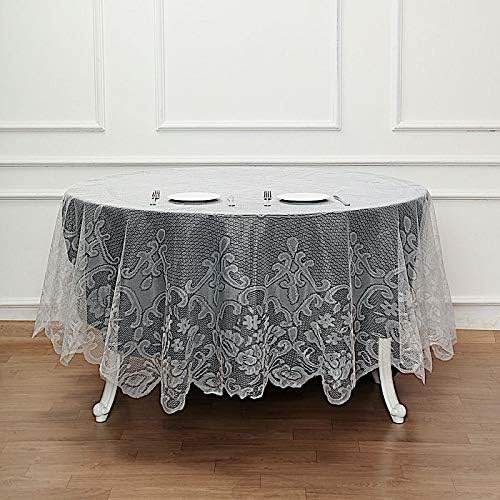 BalsaCircle 90-Inch Ivory Premium Lace Round Tablecloth Table Linens